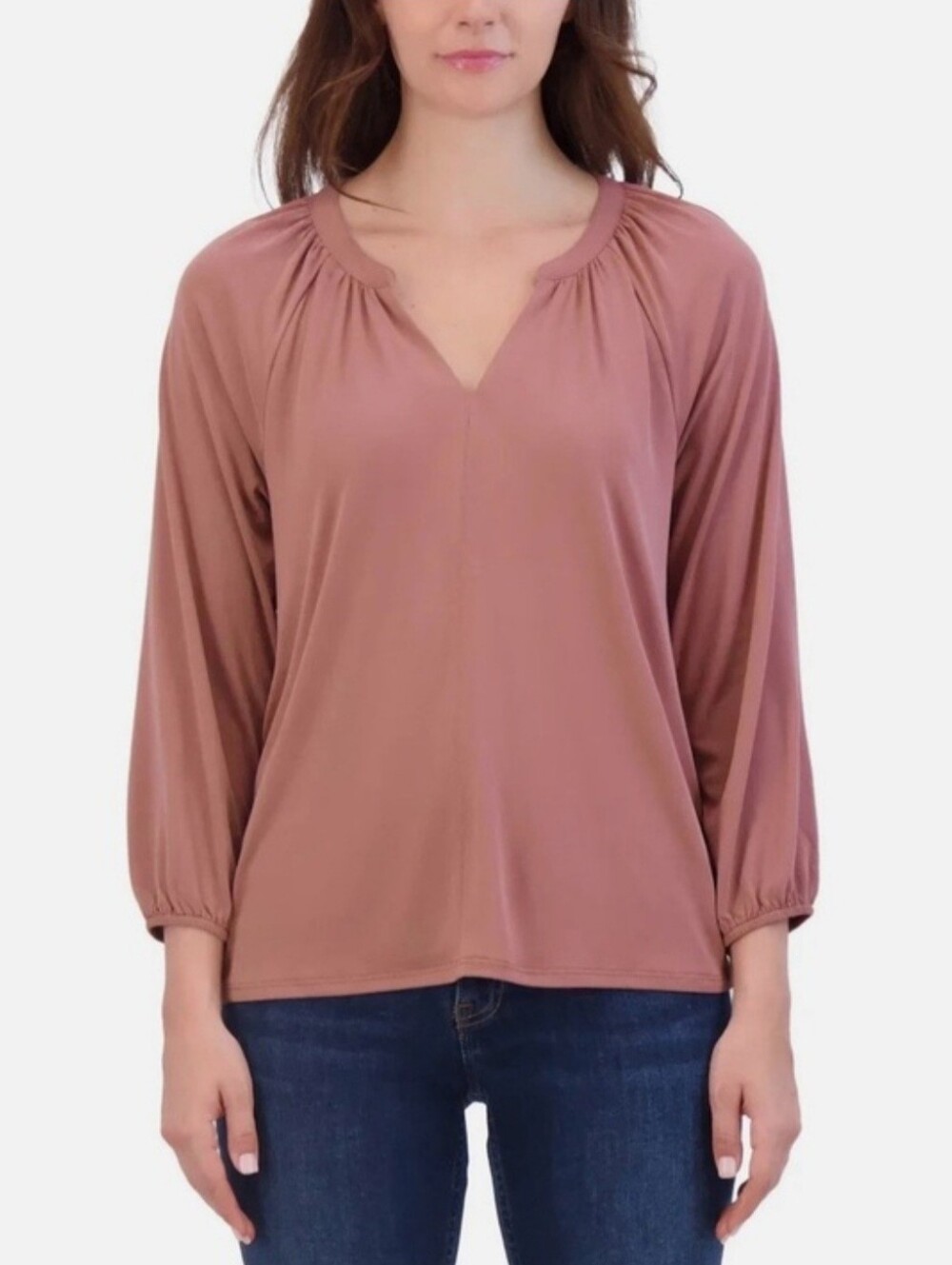 Lucky Brand Sandwash Notch V-neck Rose Brown Women's Top NWT
